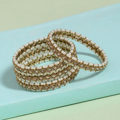 Gold Color American Diamond Bangle Set: Size: 2.8 (ADB297GLD-2.8) - preyans.com