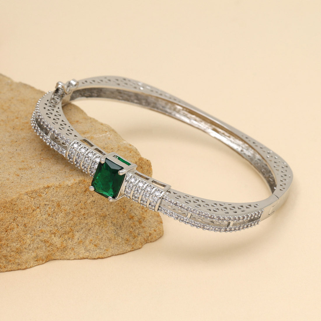 Green Color American Diamond Bracelet (ADB304GRN) - preyans.com