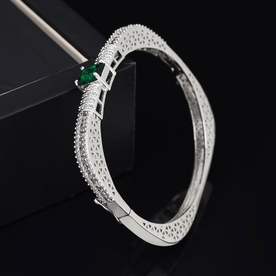 Green Color American Diamond Bracelet (ADB304GRN) - preyans.com