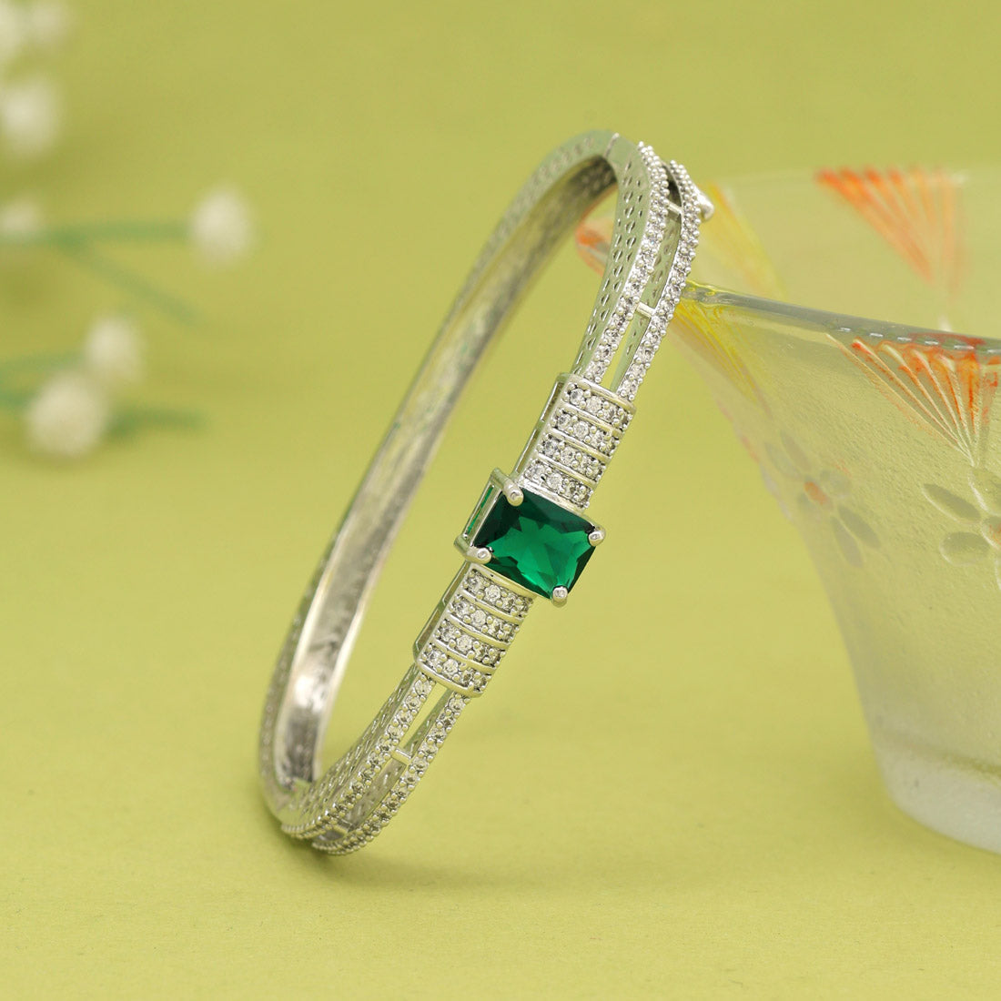 Green Color American Diamond Bracelet (ADB304GRN) - preyans.com