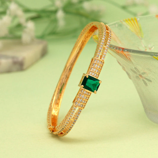 Green Color American Diamond Bracelet (ADB305GRN) - preyans.com