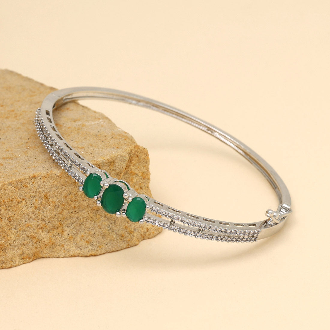 Green Color American Diamond Bracelet (ADB306GRN) - preyans.com