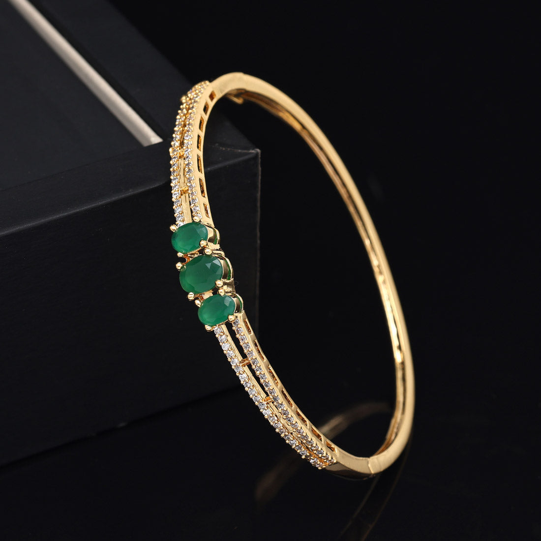 Green Color American Diamond Bracelet (ADB307GRN) - preyans.com