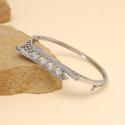 Silver Color American Diamond Bracelet (ADB308SLV) - preyans.com