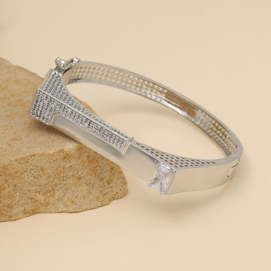 Silver Color American Diamond Bracelet (ADB310SLV) - preyans.com