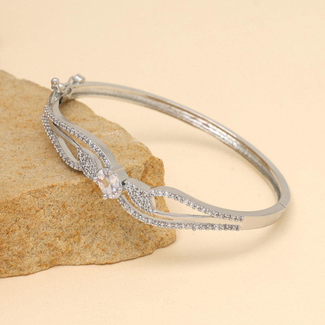 Silver Color American Diamond Bracelet (ADB313SLV) - preyans.com