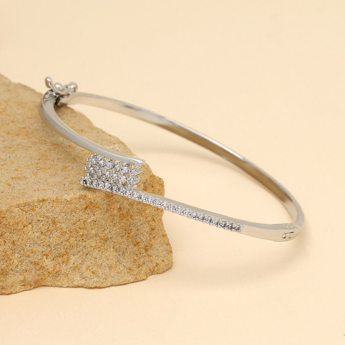 Silver Color American Diamond Bracelet (ADB314SLV) - preyans.com