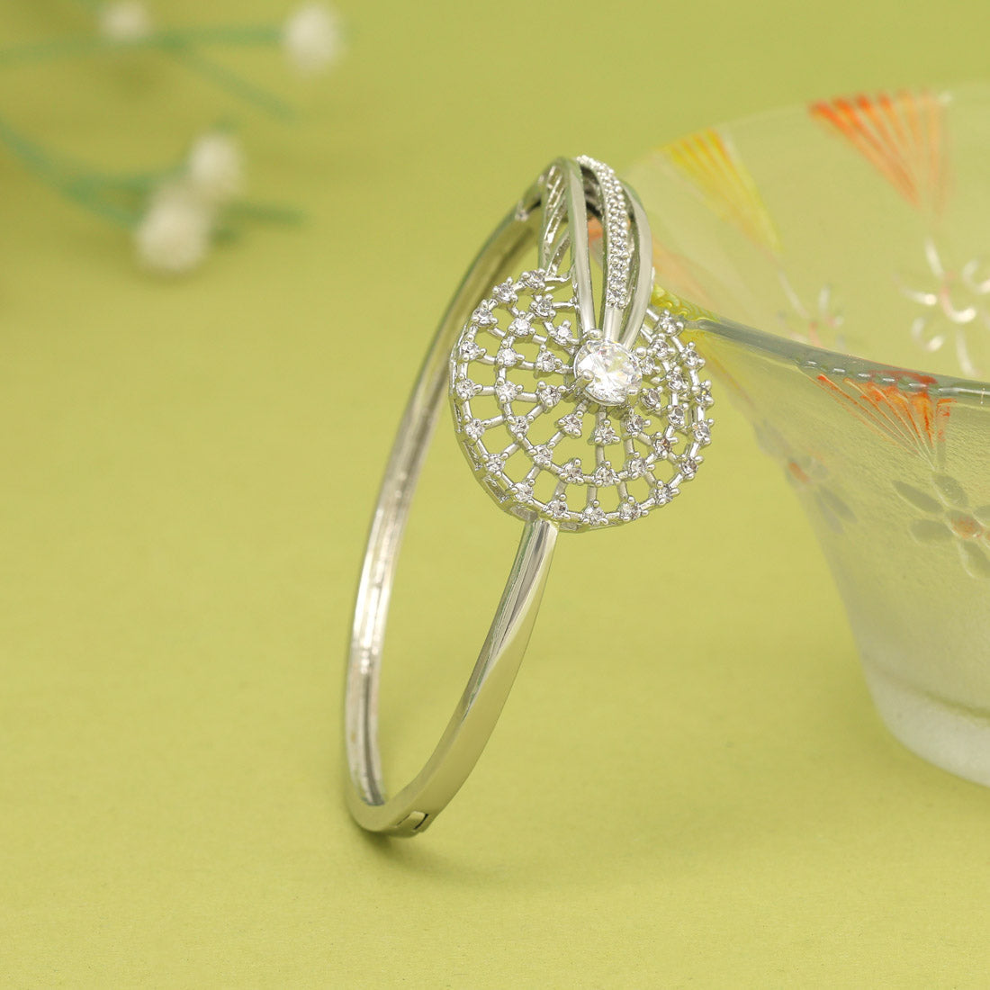 Silver Color American Diamond Bracelet (ADB316SLV) - preyans.com