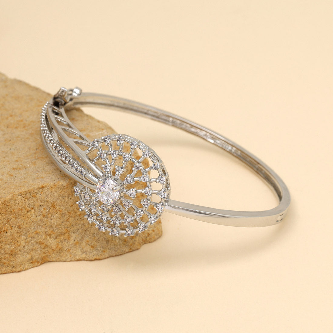 Silver Color American Diamond Bracelet (ADB316SLV) - preyans.com