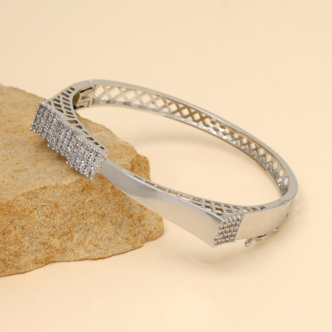 Silver Color American Diamond Bracelet (ADB320SLV) - preyans.com