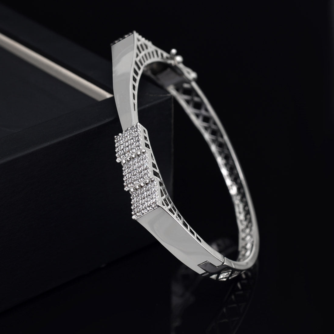 Silver Color American Diamond Bracelet (ADB320SLV) - preyans.com