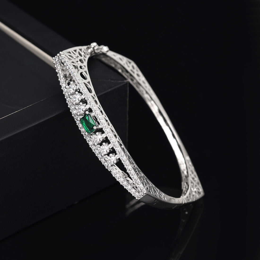 Green Color American Diamond Bracelet (ADB322GRN) - preyans.com