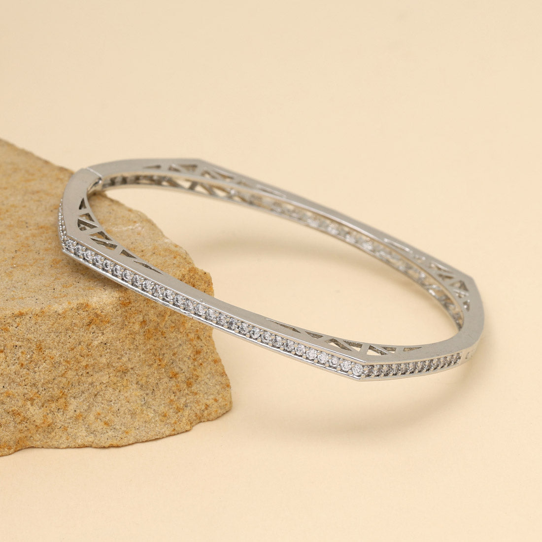 Silver Color American Diamond Bracelet (ADB331SLV) - preyans.com