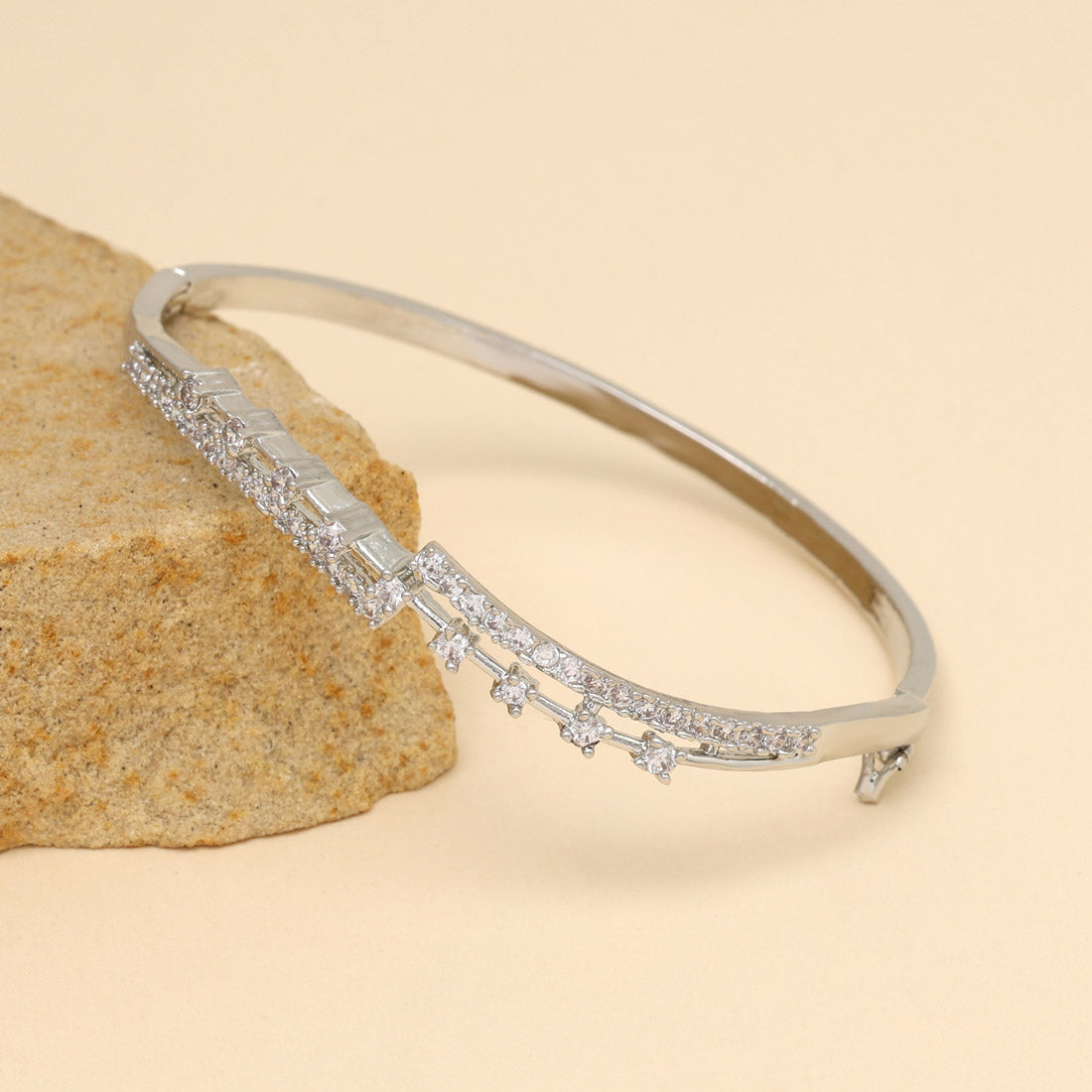 Silver Color American Diamond Bracelet (ADB335SLV) - preyans.com