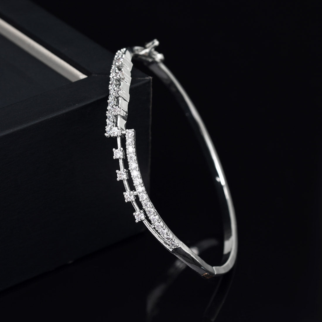 Silver Color American Diamond Bracelet (ADB335SLV) - preyans.com