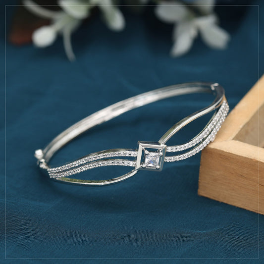 Silver Color American Diamond Bracelet (ADB349SLV) - preyans.com