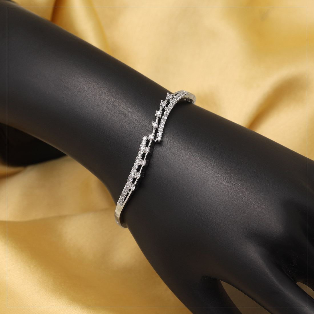 Silver Color American Diamond Bracelet (ADB352SLV) - Preyans.com