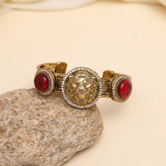 Maroon Color Beautiful Handmade Handcuff Bracelets with Moissanite & Monalisa Stones Apala Polish on Brass Metal (ADB355MRN) - Preyans.com