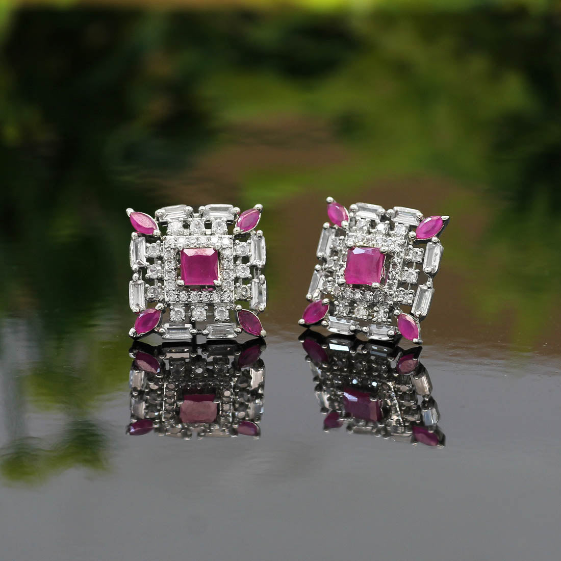 Rani Color American Diamond Earrings (ADE311RNI) - Preyans.com