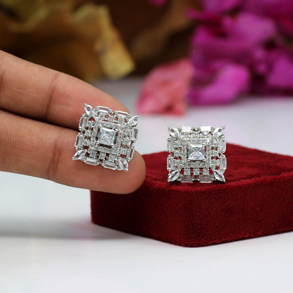 White Color American Diamond Earrings (ADE311WHT) - Preyans.com