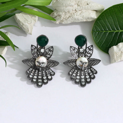 Green Color American Diamond Earrings (ADE322GRN) - preyans.com