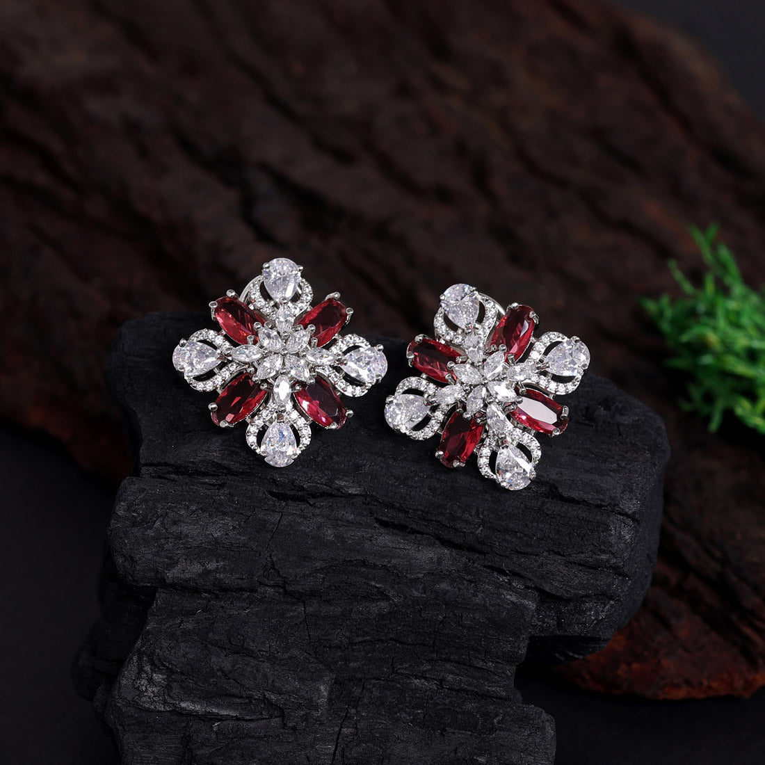 Rani Color American Diamond Stud Earrings (ADE429RNI) - preyans.com