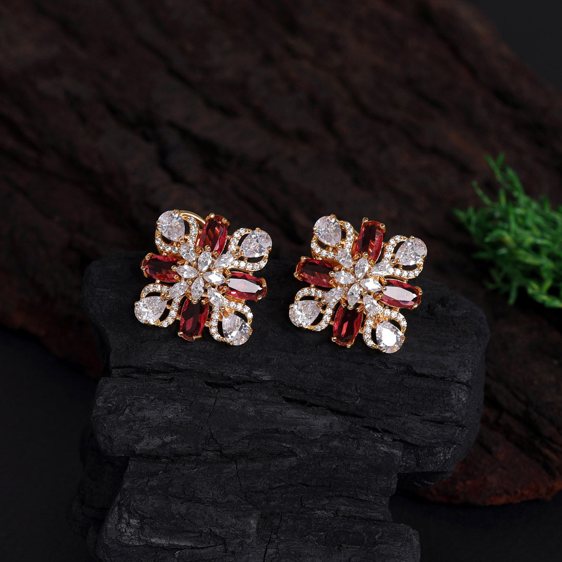 Rani Color American Diamond Stud Earrings (ADE430RNI) - preyans.com