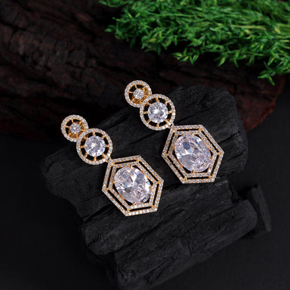 White Color American Diamond Earrings (ADE438WHT) - preyans.com