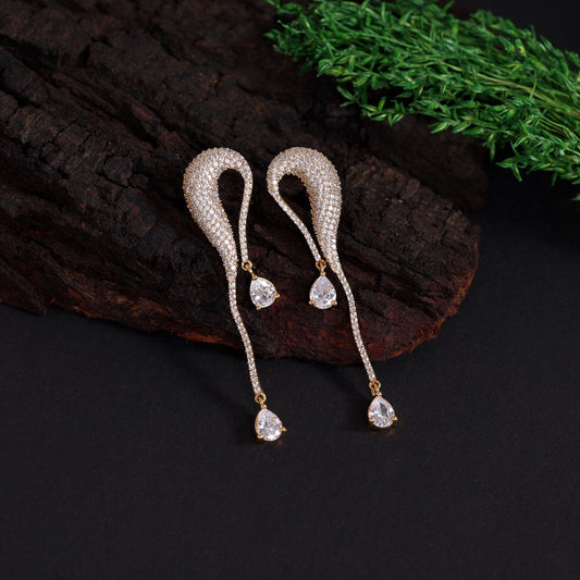 White Color American Diamond Earrings (ADE445WHT) - preyans.com