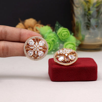 Brown Color American Diamond Earrings (ADE473BRW) - preyans.com