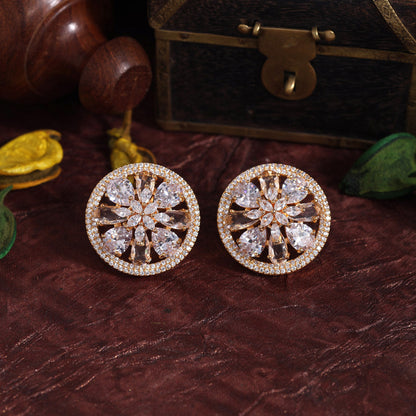 White Color American Diamond Earrings (ADE473WHT) - preyans.com