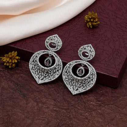 Pink Color Stone Earrings (ADE521PNK) - preyans.com