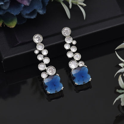 Blue Color American Diamond Earrings (ADE531BLU) - preyans.com