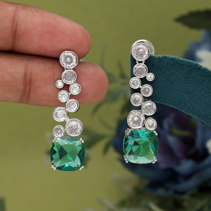 Light Green Color American Diamond Earrings (ADE531LGRN) - preyans.com