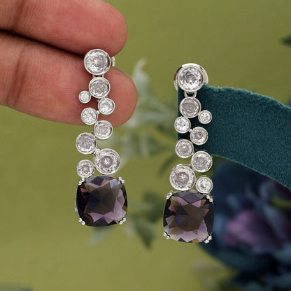 Purple Color American Diamond Earrings (ADE531PRP) - preyans.com