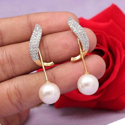 White Color American Diamond Earrings (ADE549WHT) - Preyans.com