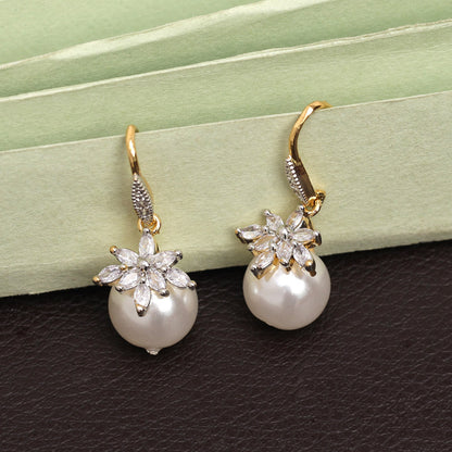 White Color American Diamond Earrings (ADE550WHT) - Preyans.com