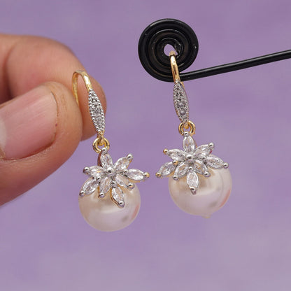 White Color American Diamond Earrings (ADE550WHT) - Preyans.com