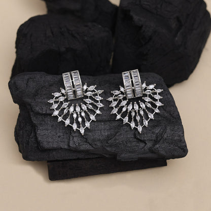 Silver Color American Diamond Earrings (ADE551SLV) - Preyans.com