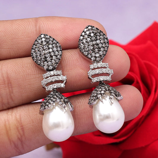 White Color American Diamond Earrings (ADE558WHT) - Preyans.com