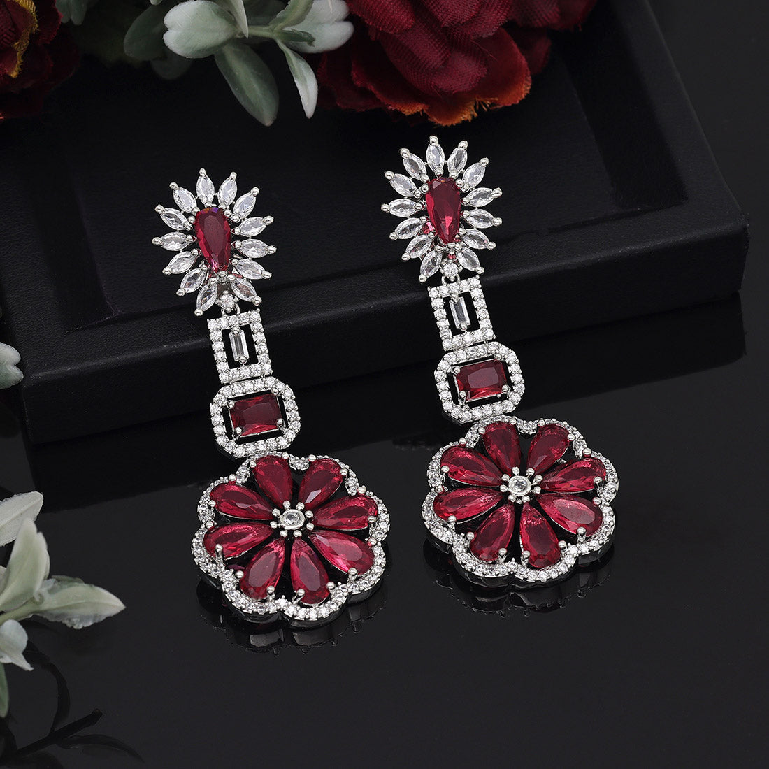 Rani Color American Diamond Earrings (ADE576RNI) - preyans.com