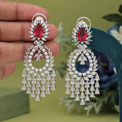 Rani Color American Diamond Earrings (ADE579RNI) - preyans.com