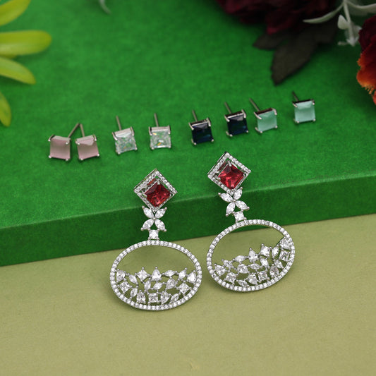 Multi Color American Diamond Earrings And Different Color Changeable Studs (ADE581MLT) - preyans.com