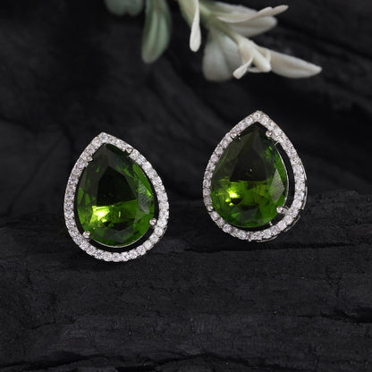 Mehandi Green Color American Diamond Earrings (ADE584MGRN) - preyans.com