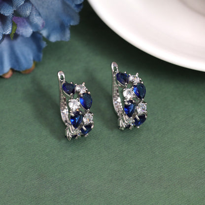 Blue Color American Diamond Earrings (ADE585BLU) - preyans.com