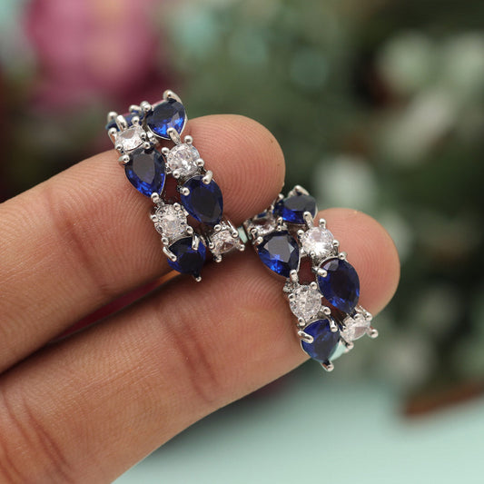 Blue Color American Diamond Earrings (ADE585BLU) - preyans.com