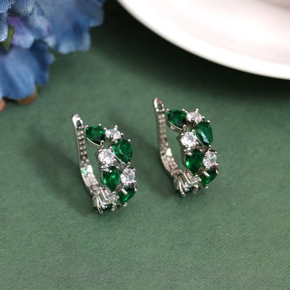 Green Color American Diamond Earrings (ADE585GRN) - preyans.com