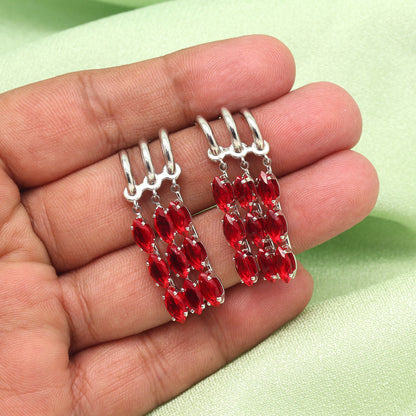 Maroon Color American Diamond Earrings (ADE586MRN) - preyans.com