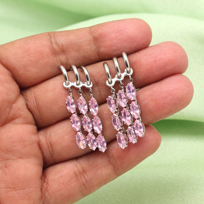 Pink Color American Diamond Earrings (ADE586PNK) - preyans.com