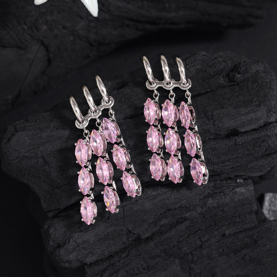 Pink Color American Diamond Earrings (ADE586PNK) - preyans.com